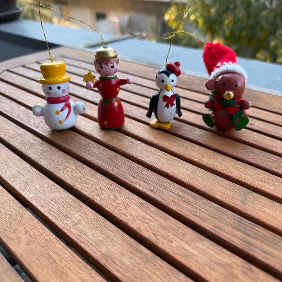 Other - Set Of Vintage Wooden Christmas Tree Ornaments